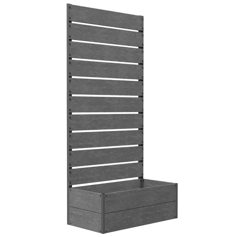 Outsunny 34 x 69.5cm Garden Planter Box, with Back Trellis, Grey