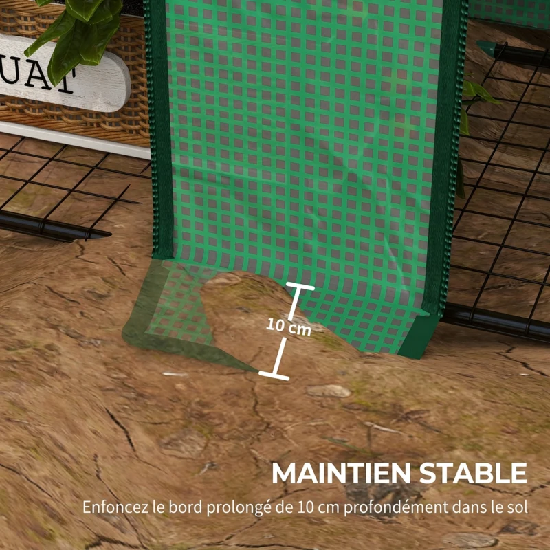 Outsunny Mini Serre de Jardin 3 Niveaux avec Bâche en Plastique, 2 Portes Enroulables, 6 Étagères, 143x46x151cm, Vert