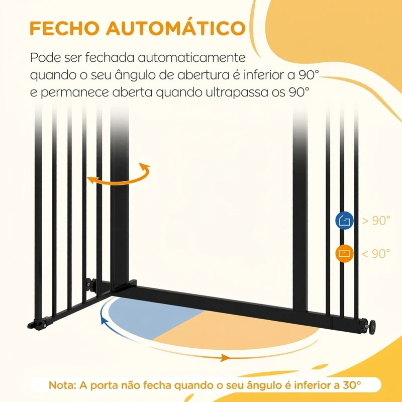 PawHut Barreira de Segurança para Cães 74-87 cm com Extensão, Fixação por Pressão e Duplo Bloqueio, Preta