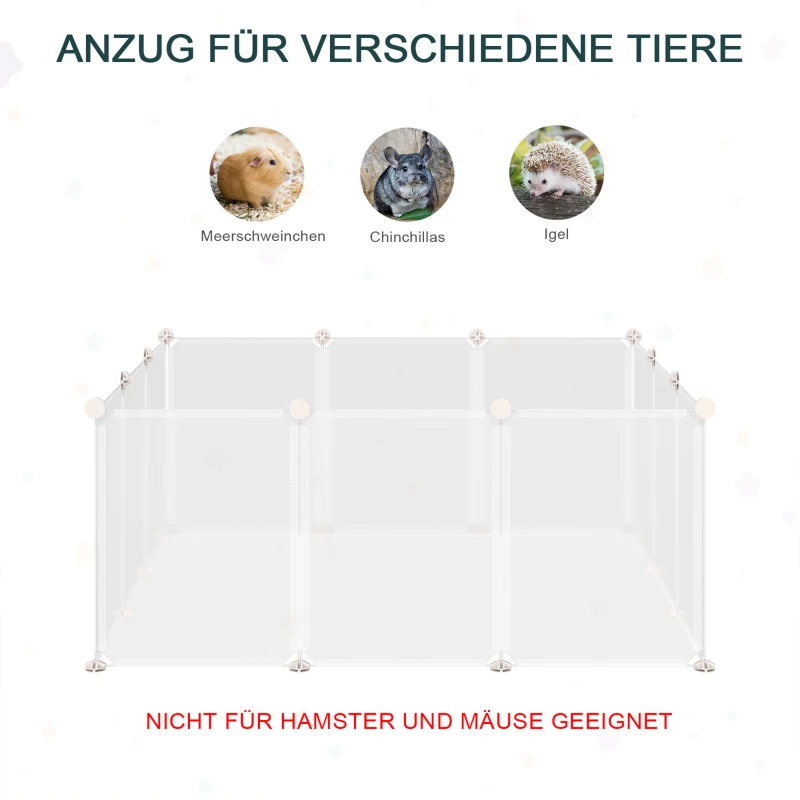 PawHut Box doe-het-zelf puppy-box kleine huisdieren loopbox 12 panelen wit(m-5)