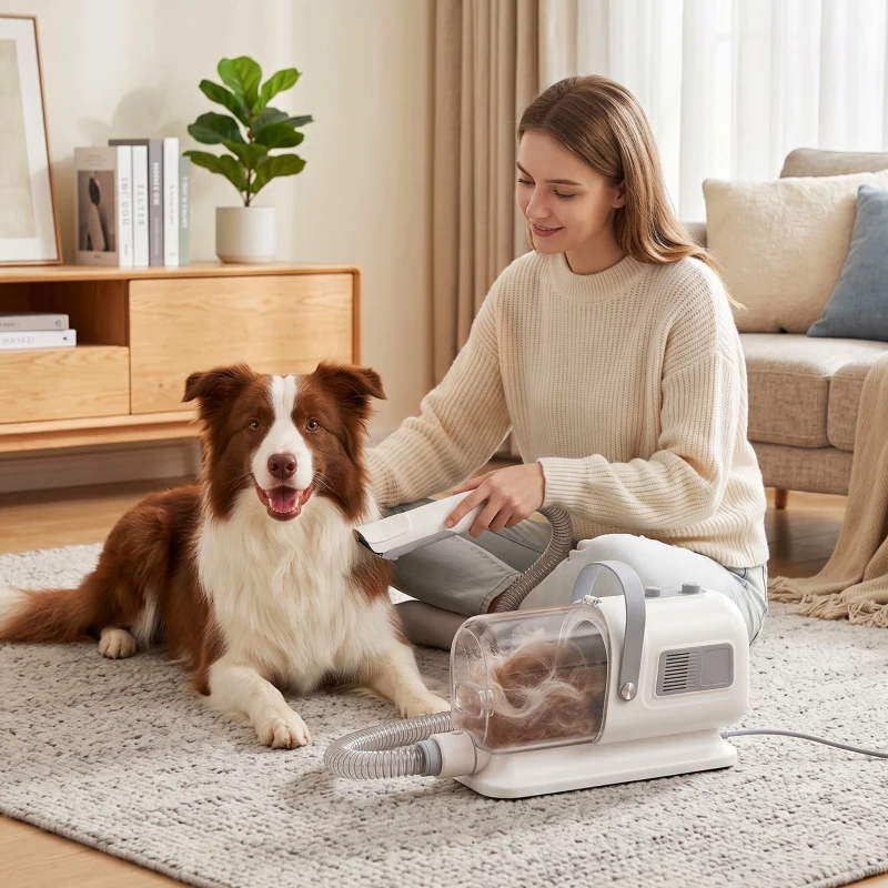 PawHut Blas- und Haartrockner für Hunde, 8 in 1 Pflegeset 1100 W, 40-65 °C, 10000 Pa, 65 m/s, 1.7 L, 3 Düsen