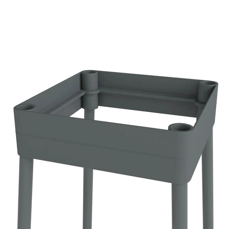 Outsunny 2 Pack Raised Garden Bed with Trellis, Plastic Outdoor Planter Box with Removable Drainage Tray
