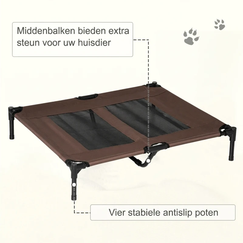 PawHut Hondenmand slaapplaats hondenbed hondenbank huisdierenmand kattenmand bruin