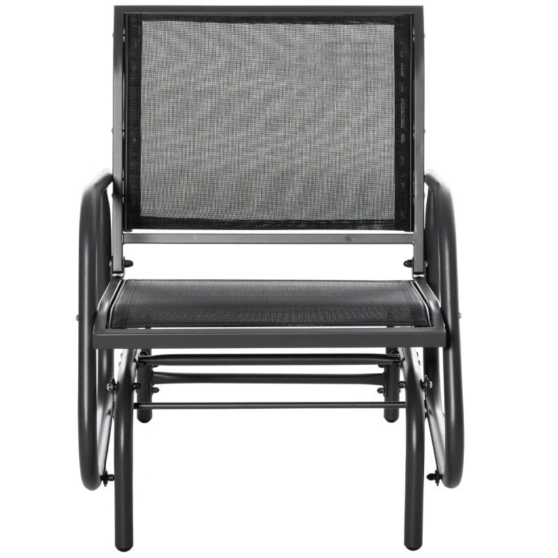 Outsunny Schommelstoel Tuin Tuinstoel Relax Stoel Tuinschommel Metalen Schommelstoel voor Terras Balkon Mesh Zwart 75 x 66 x 85 cm