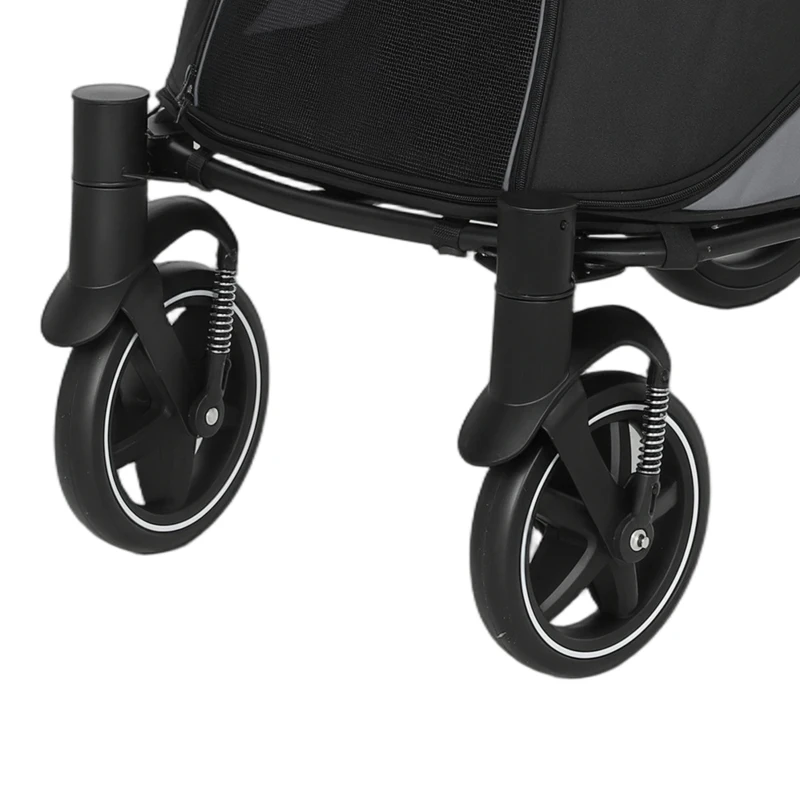 PawHut Hondenbuggy, Opvouwbaar, 1 Opbergmand, 112 cm x 65 cm x 100 cm, Grijs(m-10)