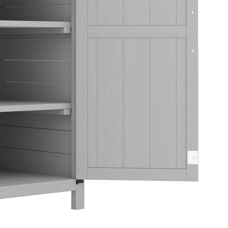 Outsunny Abri de jardin armoire de jardin 3 étagères 2 portes toit en tôle galvanisé étanche bois massif 75 x 40 x 90 cm gris