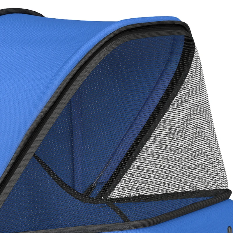 PawHut Hondenwagen Hondenbuggy Opvouwbaar tot 10kg met Opbergmand, Kussen, Mesh-vensters, voor Kleine Honden, 77x44x102cm Blauw