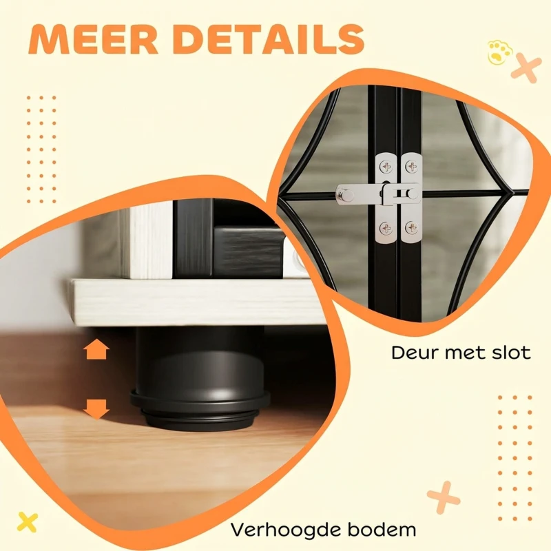 PawHut Hondenbox, Hondenkist, Afsluitbare Verblijfsbox voor Grote Honden, Grijs