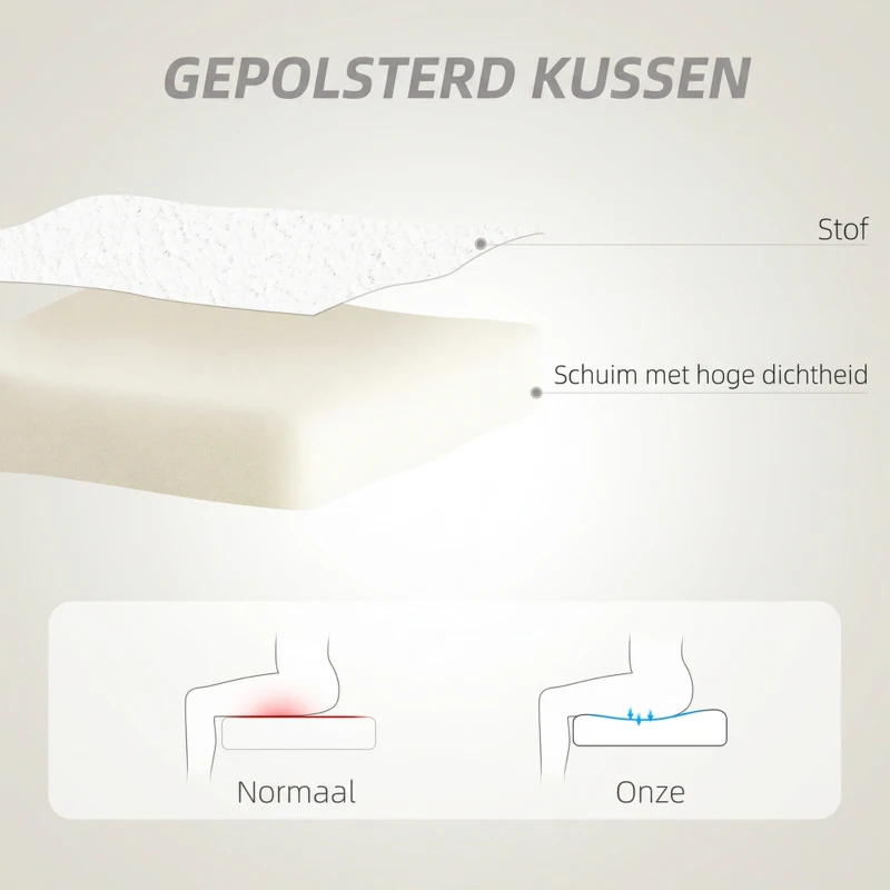 HOMCOM bureaustoel met hartvormige rugleuning, gepolsterd, wit
