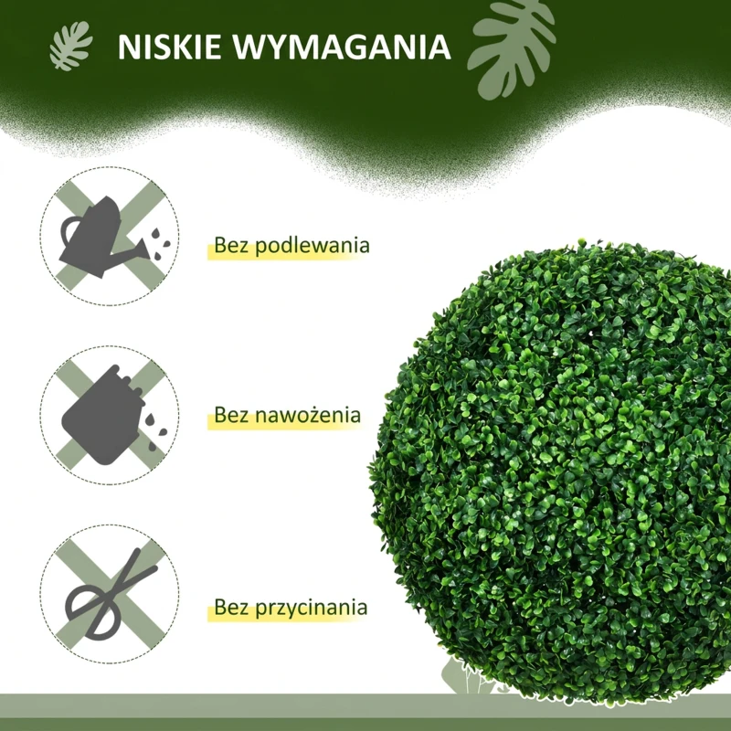 Zestaw 2 szt. sztucznych kul bukszpanowych 50 cm do wnętrz