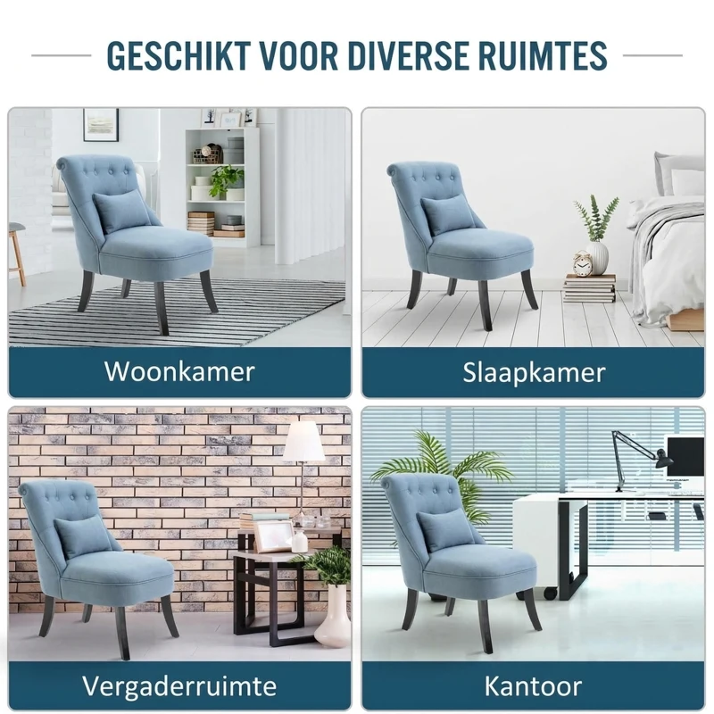 HOMCOM relaxstoel met rugkussen tv-stoel fauteuil verhoogde poten linnen