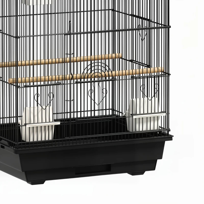 PawHut Gabbia per Uccelli con Maniglia di Trasporto e Vassoio Estraibile, in Metallo e Plastica, 50.5x41x104 cm, Nero
