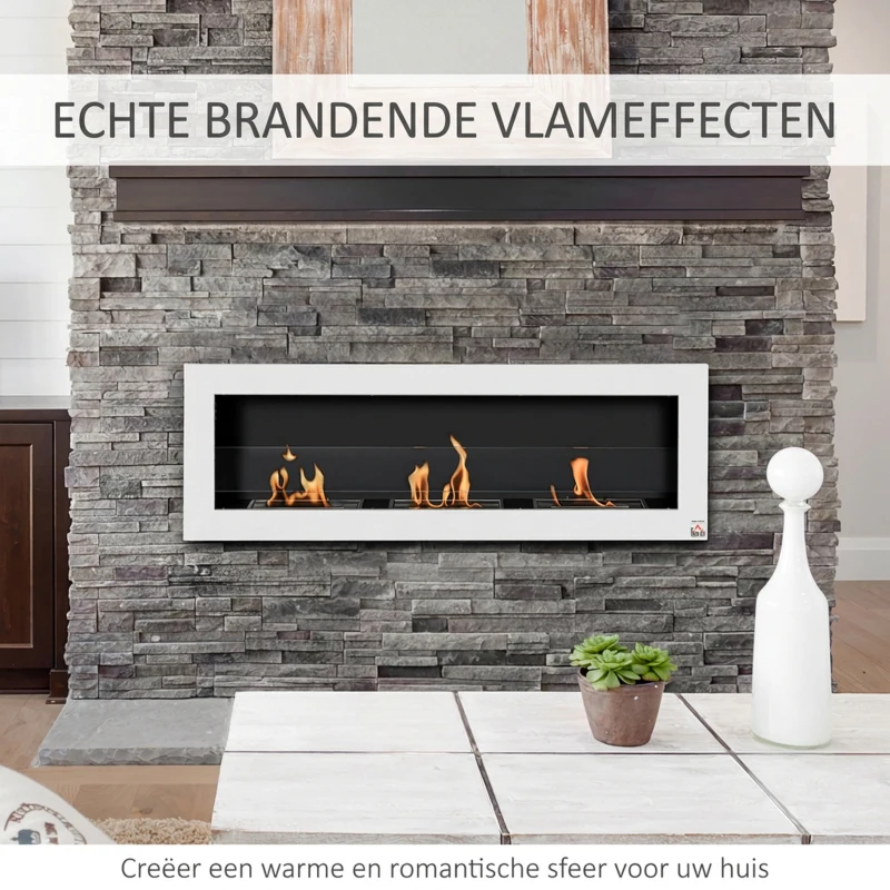 HOMCOM ethanolhaard bio-ethanolbrander 3 verbrandingskamers 3 uur. Brandduur wit(m-6)