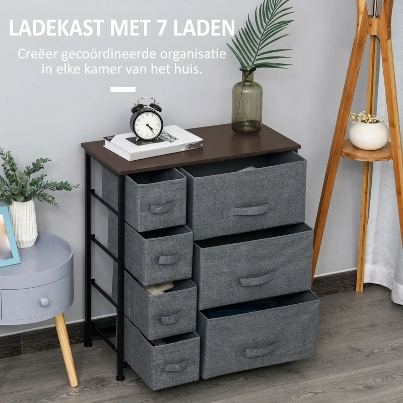 HOMCOM ladekast 7 opvouwbare stoffen lades opbergen kast ladekast