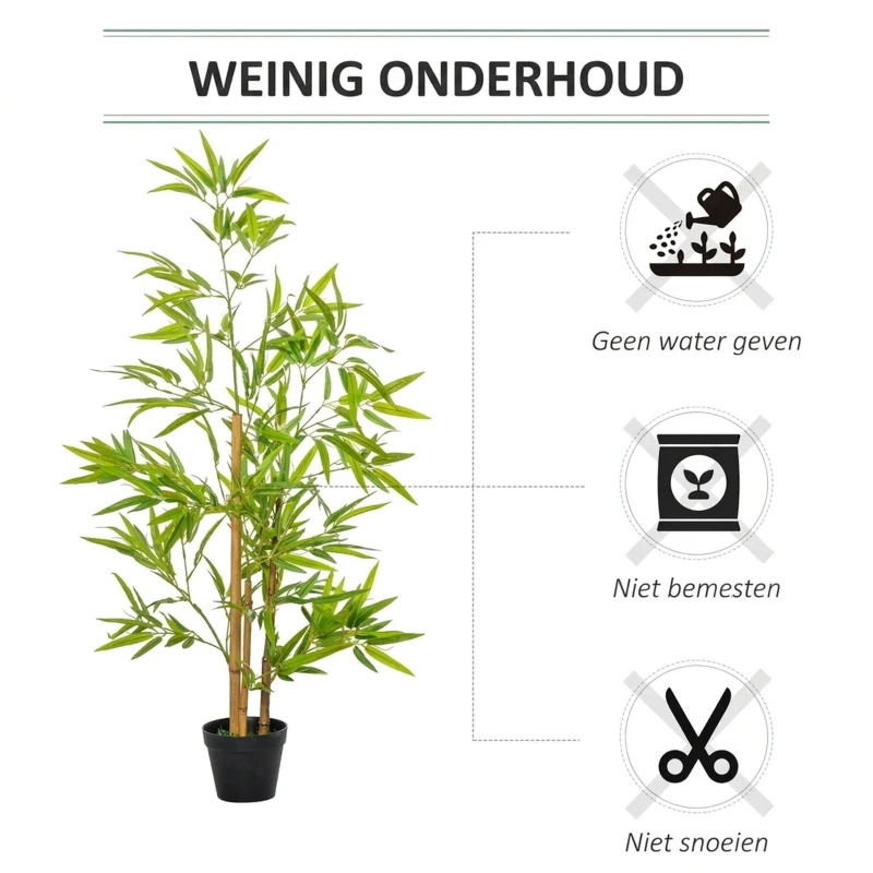 Outsunny Kunstmatige bamboe kunstplanten decoratie kunstboom boomdecoratie 120 cm