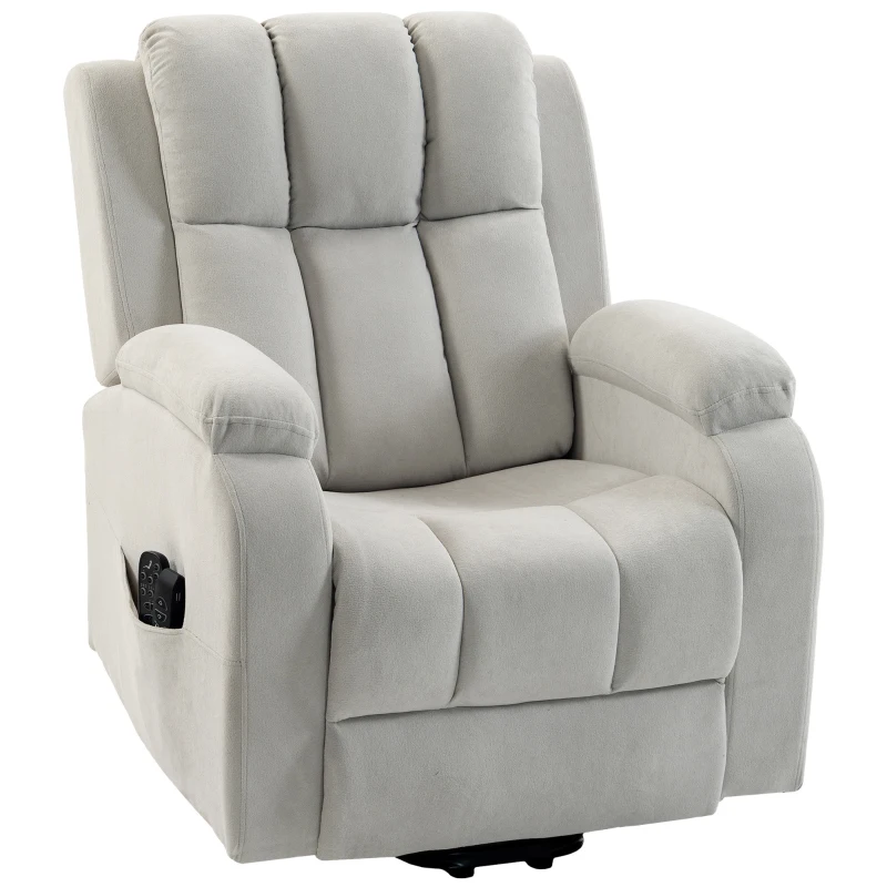 HOMCOM Fauteuil électrique releveur Zero-gravity, chauffant et massant 8 points, 2 moteurs, velours, Gris clair