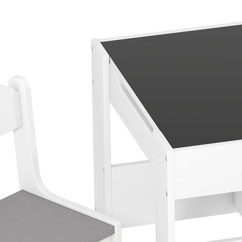 HOMCOM Ensemble 3 pièces table et 2 chaises pour enfant avec plateau réversible tableau noir, panier de rangement, étagères