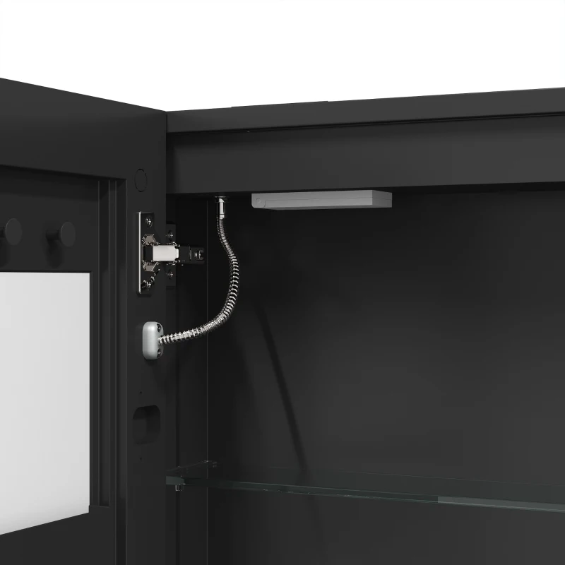 HOMCOM Armario de Baño LED con Función Antivaho Mueble de Baño de Pared Espejo Estantes 50x70 cm Negro