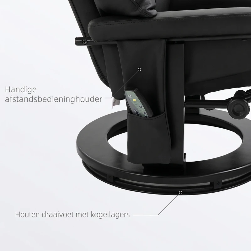 HOMCOM Relaxfauteuil Massagestoel Met Kruk Comfortabele 145° Zwart