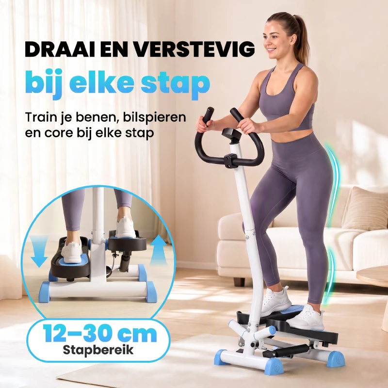 HOMCOM Stepper Fitnessapparaat, LCD-Monitor, Antislippedalen, Staal en ABS, 55x44x108 cm, tot 100 kg(m-4)