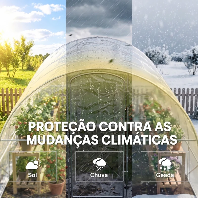 Outsunny Estufa de Túnel 395x295x195 cm Estufa de Jardim com 2 Portas Estufa para Horticultura com Teto Arredondado Transparente