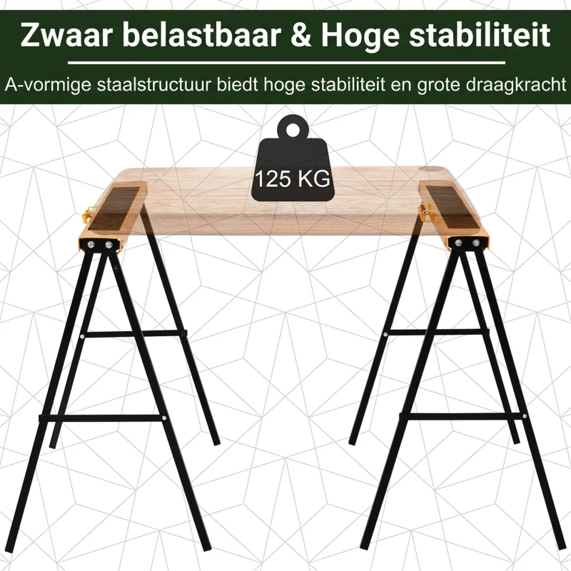 HOMCOM Werkbok zaagpaard kriksteun slipvast staal belastbaarheid 125 kg