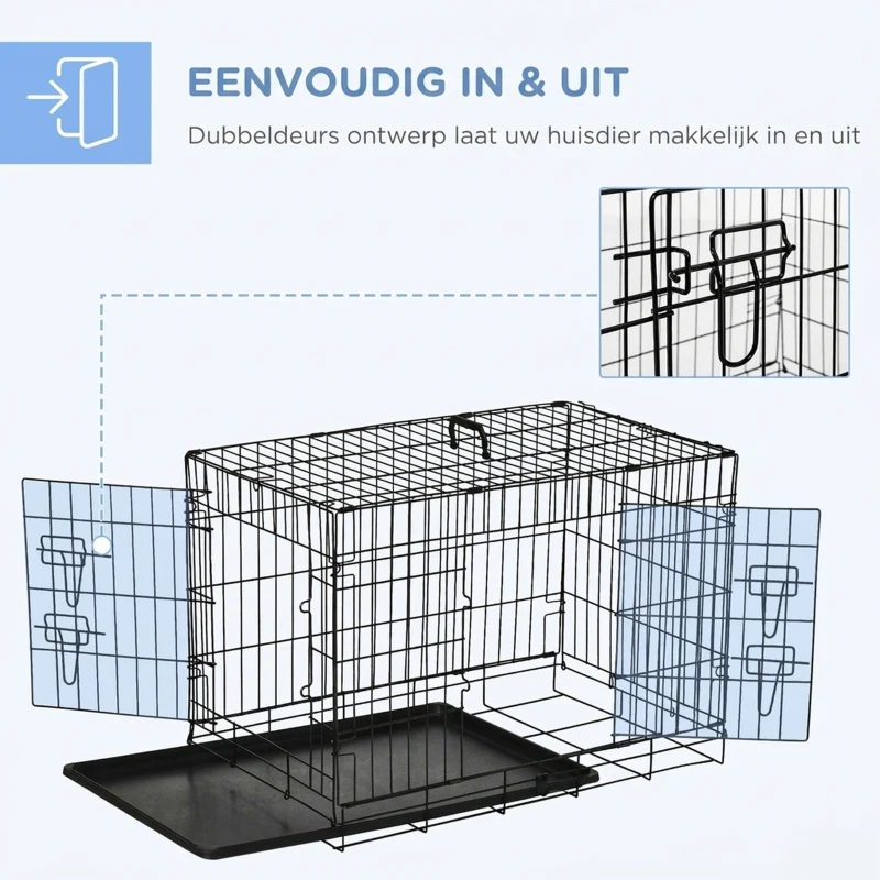 PawHut transportkooi transportbox draadkooi hondenbox kooi metaal inklapbaar