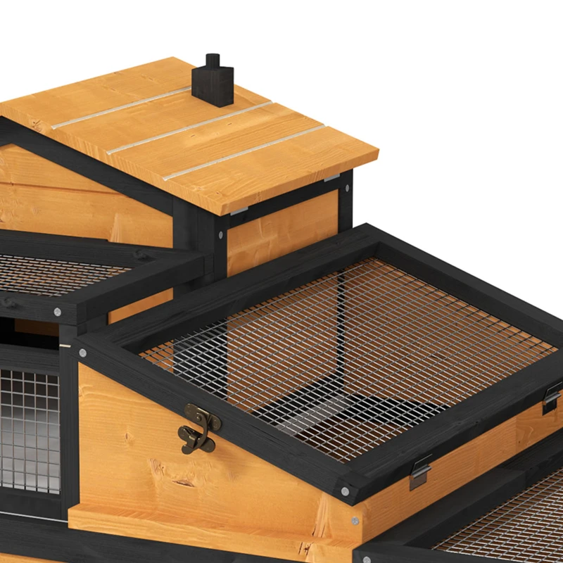 PawHut Schildpaddenhuis, 2 verdiepingen, voor binnen en buiten, lade, dennenhout, geel(m-11)