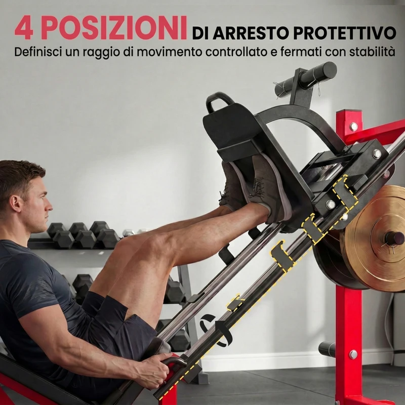 SPORTNOW Leg Press Machine con Ruote, Macchina Regolabile per Gambe e Squat