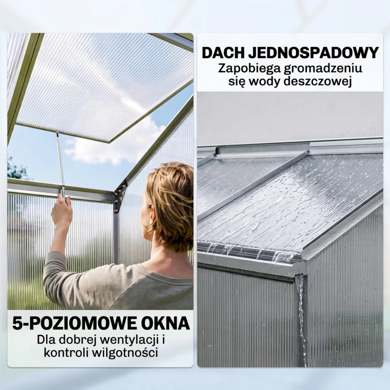 Outsunny Szklarnia z drzwiami przesuwnymi, okno dachowe, aluminium
