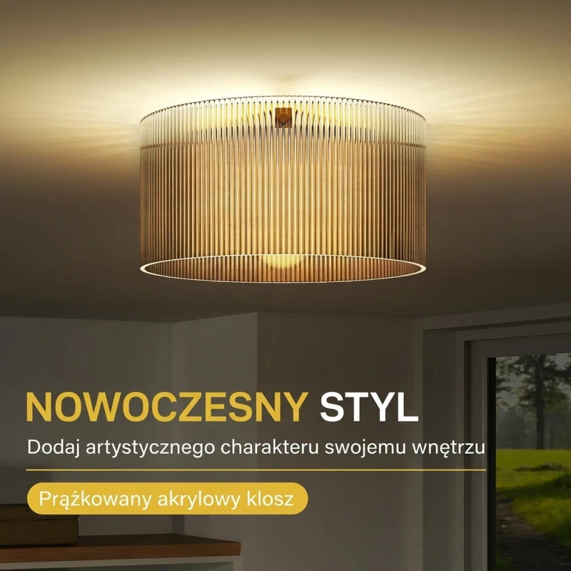 HOMCOM lampa sufitowa z oprawą E27, akrylowy klosz, okrągła Ø 32 cm, oświetlenie sufitowe do salonu, łazienki, kuchni, sypialni, korytarza, bez żarówki