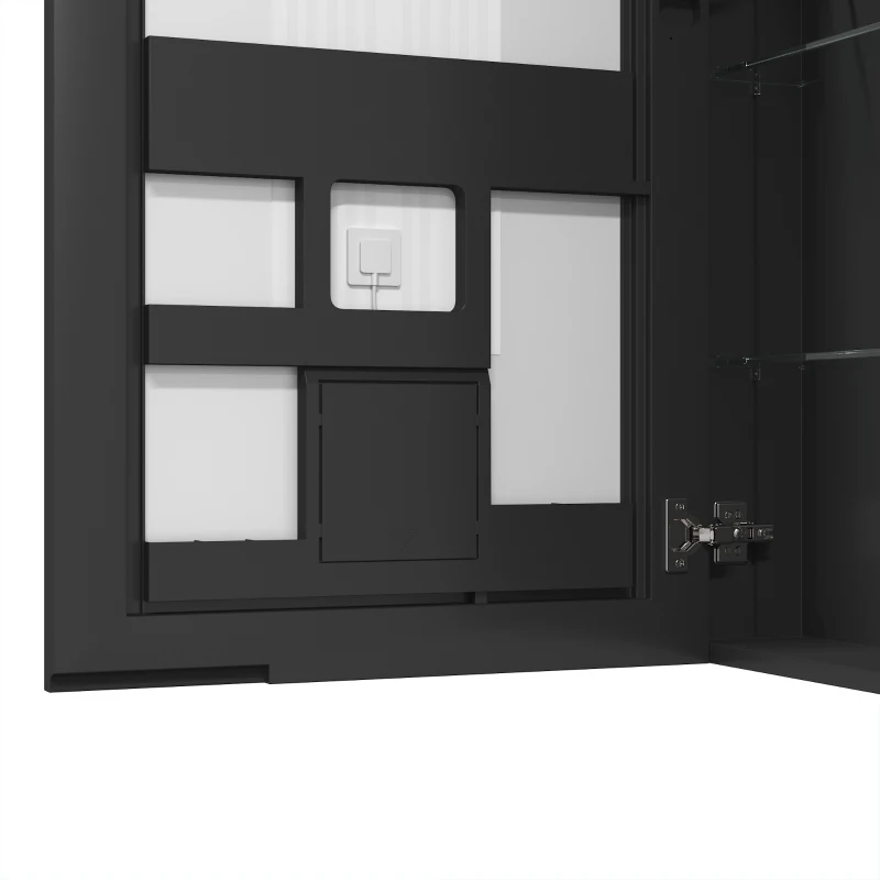 HOMCOM Armário de Casa de Banho LED com Função Antivapor Móvel de Parede Espelho Prateleiras 50x70 cm Preto