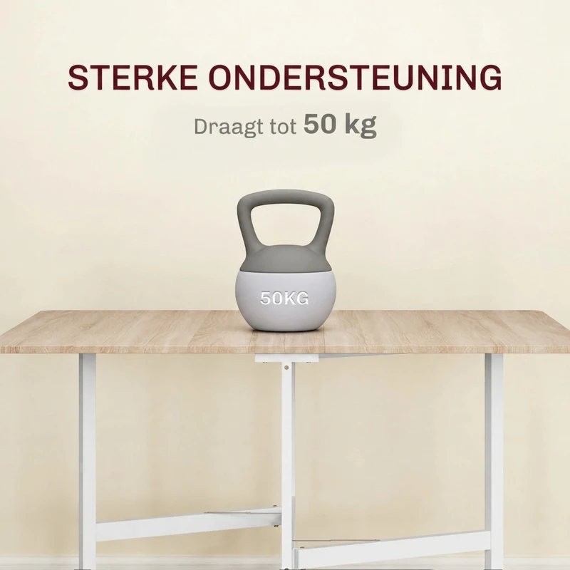 HOMCOM Opklapbare Eettafel voor 6 Personen met 6 Wielen en Remmen, Geschikt voor Kleine Ruimtes, Eiken