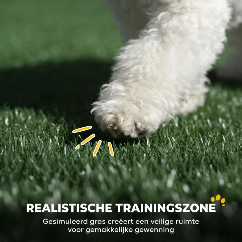 PawHut Hondentoilet 75 x 51 cm Hondentoilet met Kunstgras, Puppytoilet met Hoge Wanden, Uittrekbare Lade en Drainage Zwart