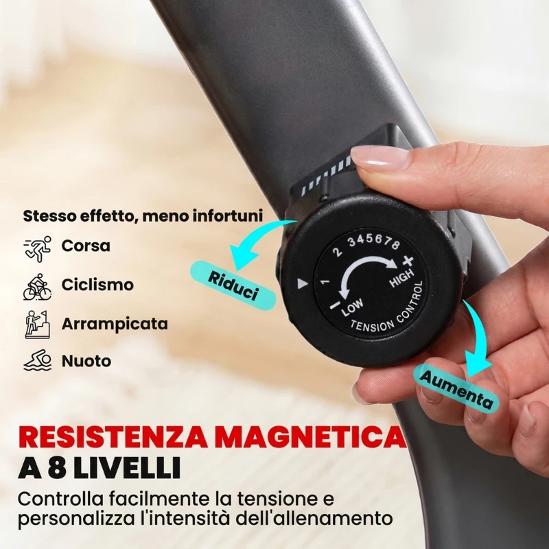 HOMCOM Cyclette Orizzontale Recumbent con 8 Livelli di Resistenza, Schermo LCD e Seduta Regolabile, 122-137x62x103 cm