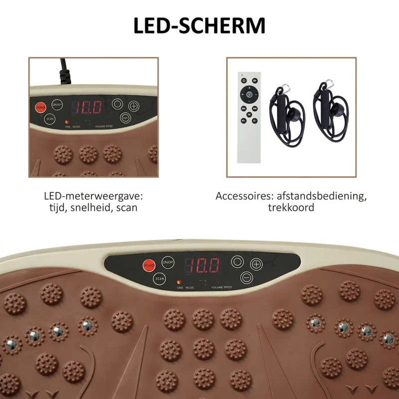 HOMCOM Trilplaat vibratietrainer vibratieapparaat afstandsbediening LED-display(m-6)