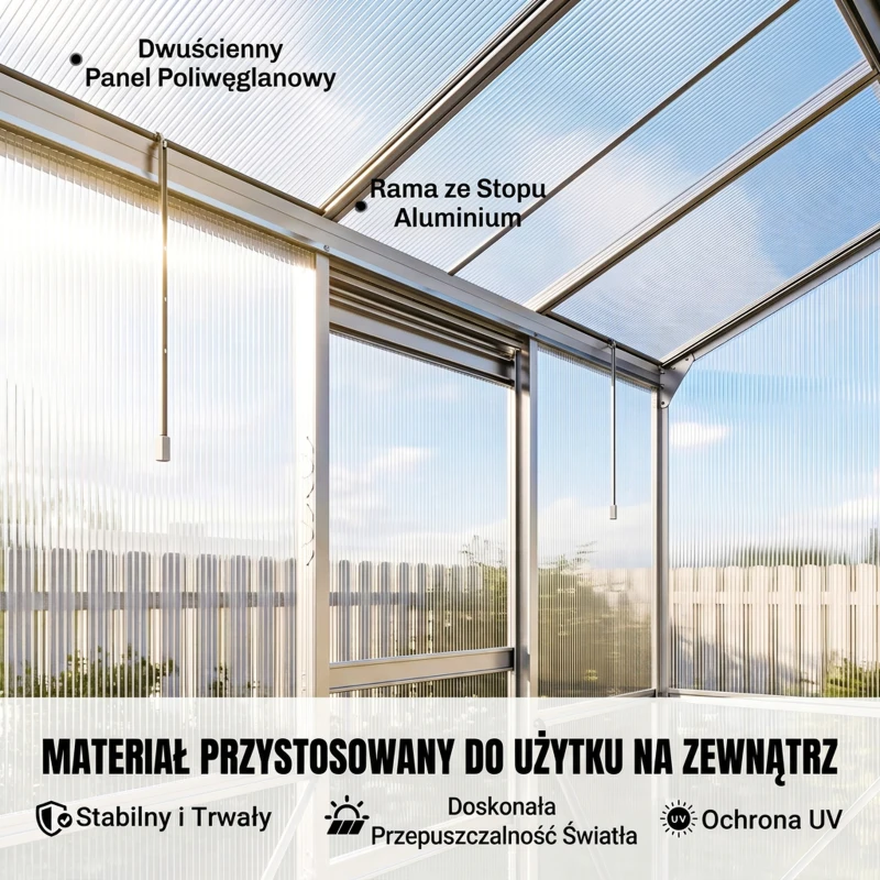 Outsunny Szklarnia z drzwiami przesuwnymi, okno dachowe, aluminium