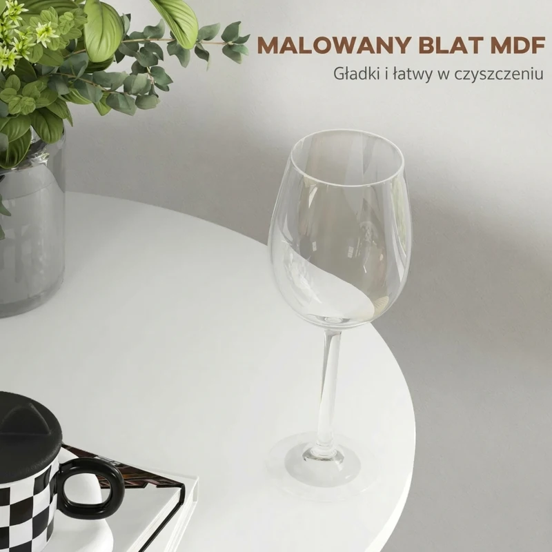 HOMCOM stół barowy, wysoki, Ø60 x 102 cm, okrągły stolik na przyjęcia, stolik do salonu i jadalni, stalowy, biały
