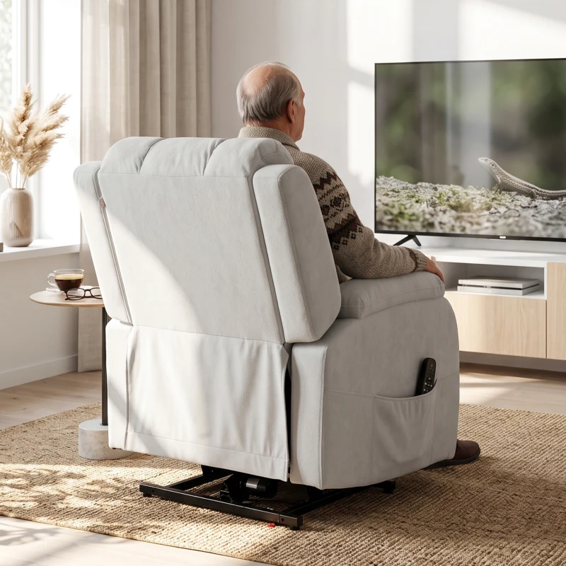 HOMCOM Fauteuil électrique releveur Zero-gravity, chauffant et massant 8 points, 2 moteurs, velours, Gris clair