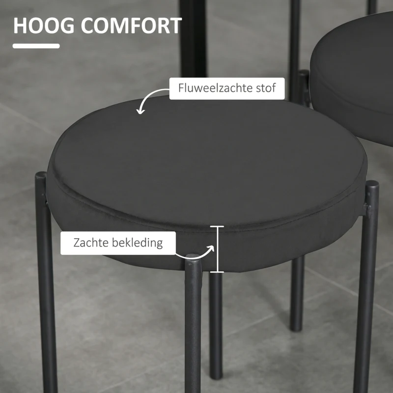 HOMCOM Eetkamerstoel Accentstoel Keukenstoelen, 41,5 cm x 41,5 cm x 46 cm, Zwart
