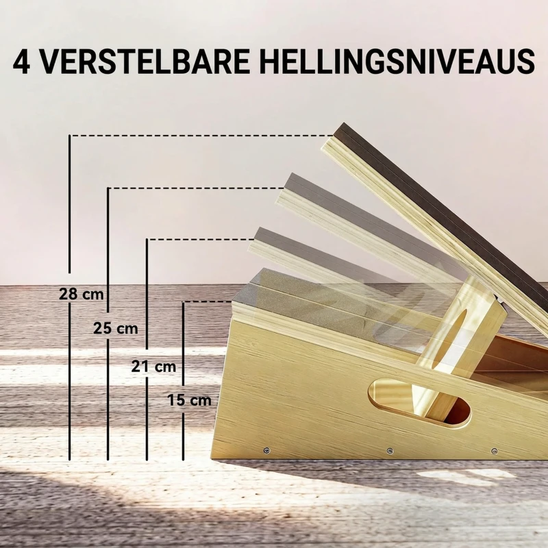 SPORTNOW Schuine Bord voor Verlichtings-Oefeningen, 4 Verstelbare Hoeken, Antislip, Hout