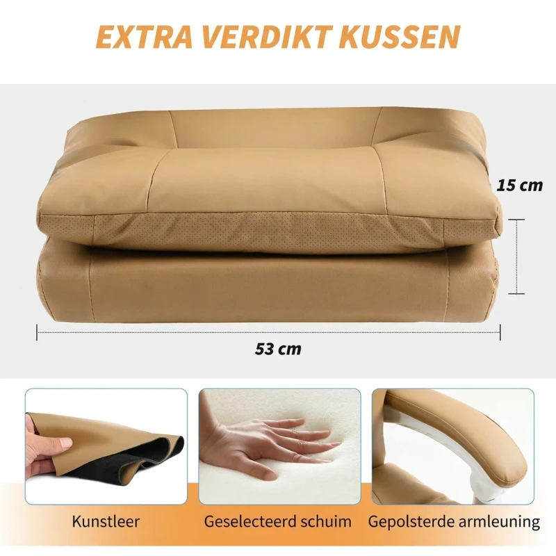 HOMCOM Ergonomische Bureaustoel met Lendensteun en Voetsteun, Lichtbruin(m-5)