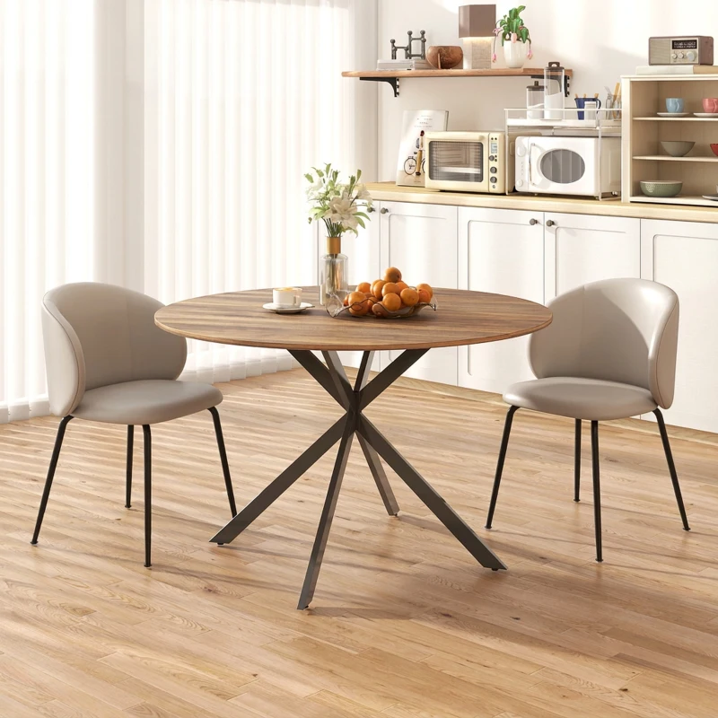 HOMCOM Ronde eettafel voor 4 personen, keukentafel in industriële stijl met stalen poten, voor eetkamer, keuken, donkerbruin
