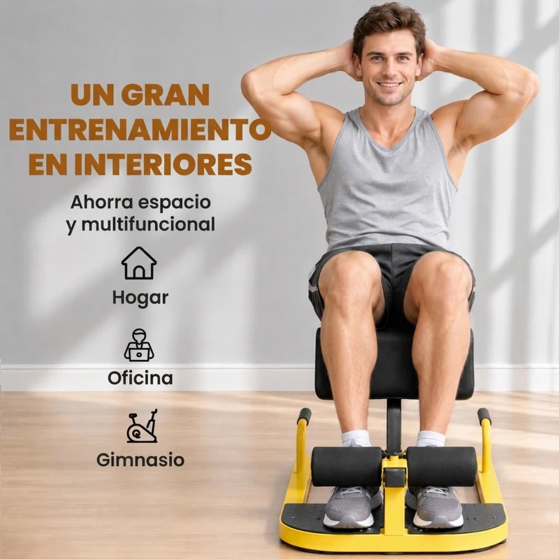 HOMCOM 3-en-1 Máquina Equipo de Sentadilla para Ejercicios Abdominales Tablero Supino Multifuncional Máquina de Piernas Ayuda en Cuclillas Amarillo