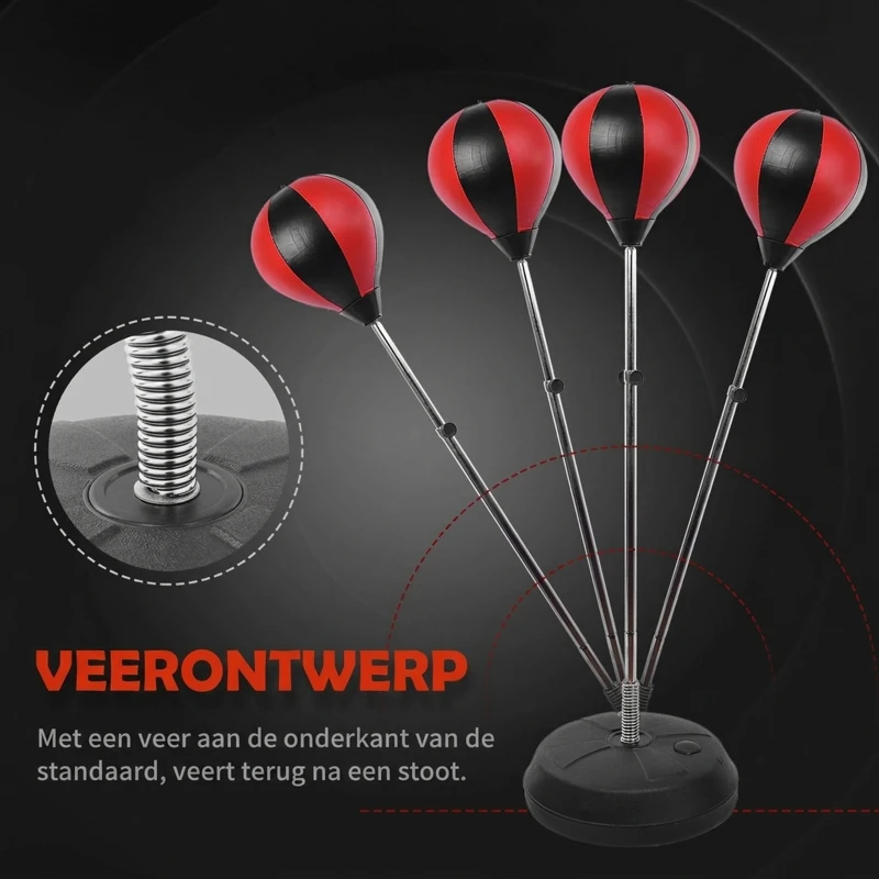 HOMCOM Bokstrainingset boksbal staande bokszak met handschoenen in hoogte verstelbaar(m-7)