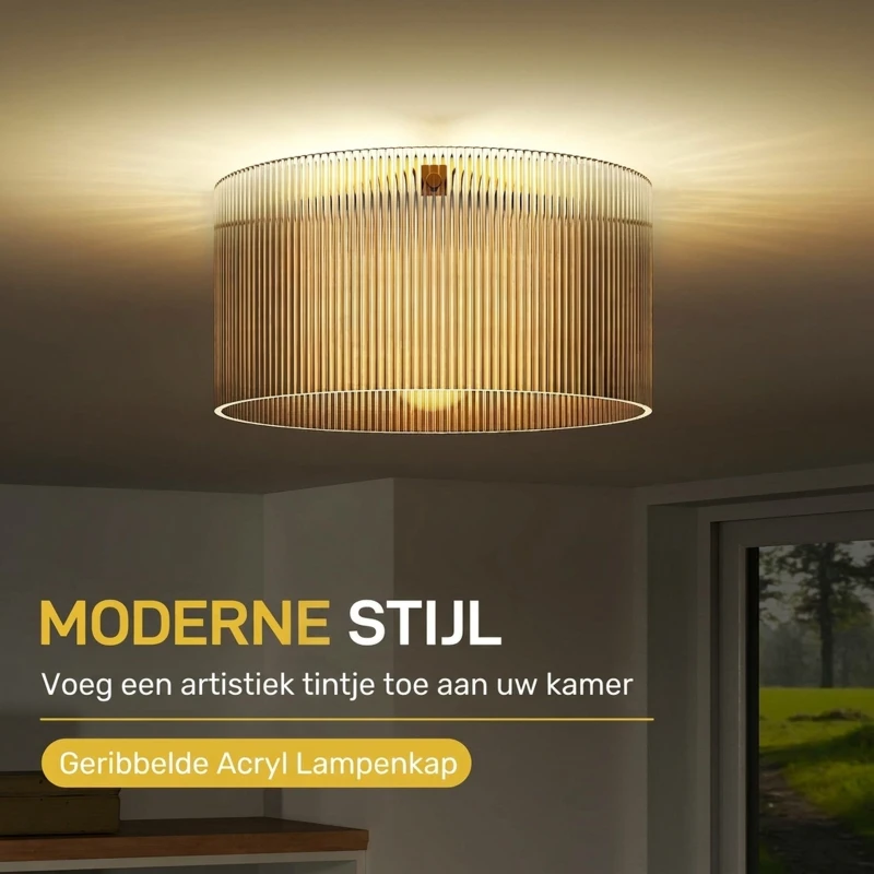 HOMCOM Plafondlamp met Acryllampenkap, Metaal, Halogeen en LED Compatibel(m-4)