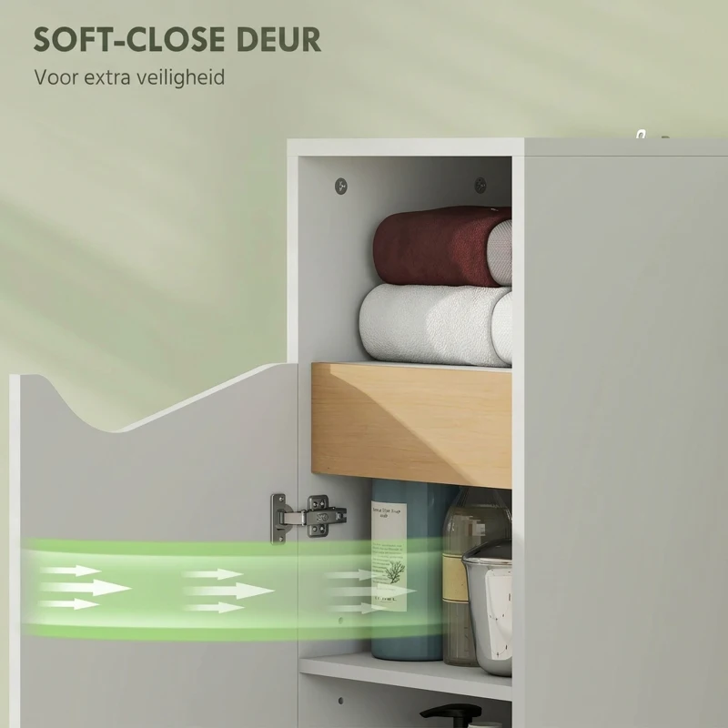 HOMCOM Badkamerkast smal badkast met verstelbare planken, open vak 30 x 30 x 71,5 cm Wit