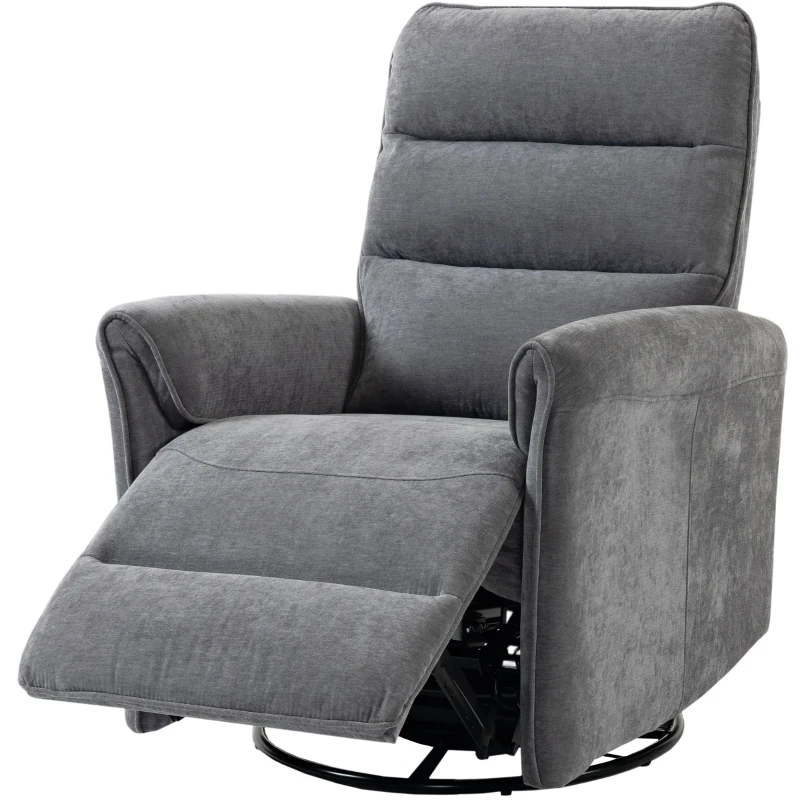 HOMCOM Poltrona Relax Elétrica Reclinável 155° com Apoia-pés, Estofada, Giratória 270°, Balanço, Chenille, Cinza