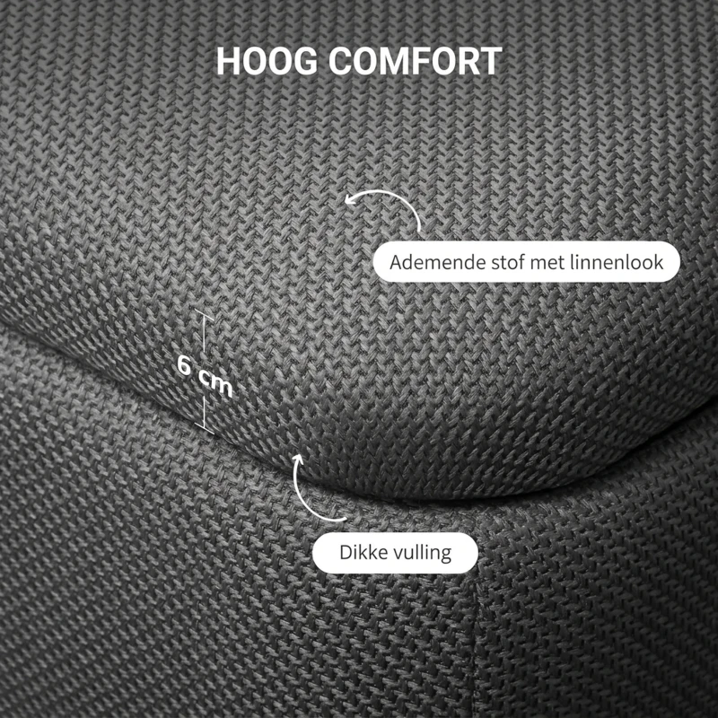 HOMCOM Hocker met opbergruimte, Opbergbank met schuimrubber bekleding, Linnenlook, 111 x 44 x 44,5 cm, Donkergrijs(m-5)