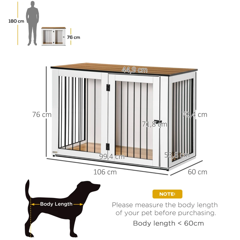 Pawhut hondenkooi huisdierkooi voor grote honden hondenhok tafeloppervlak wit(m-3)